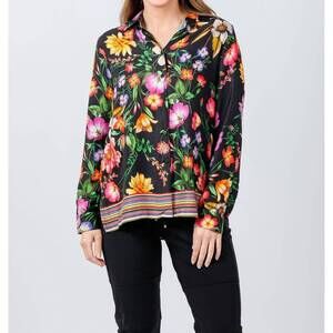 NEW VILAGALLO tea estampado flor shirt in negro/multi